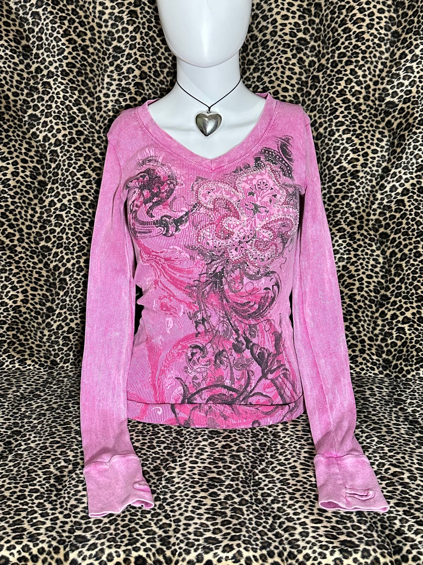(S)pink cyber y2k bedazzled long sleeve thermal