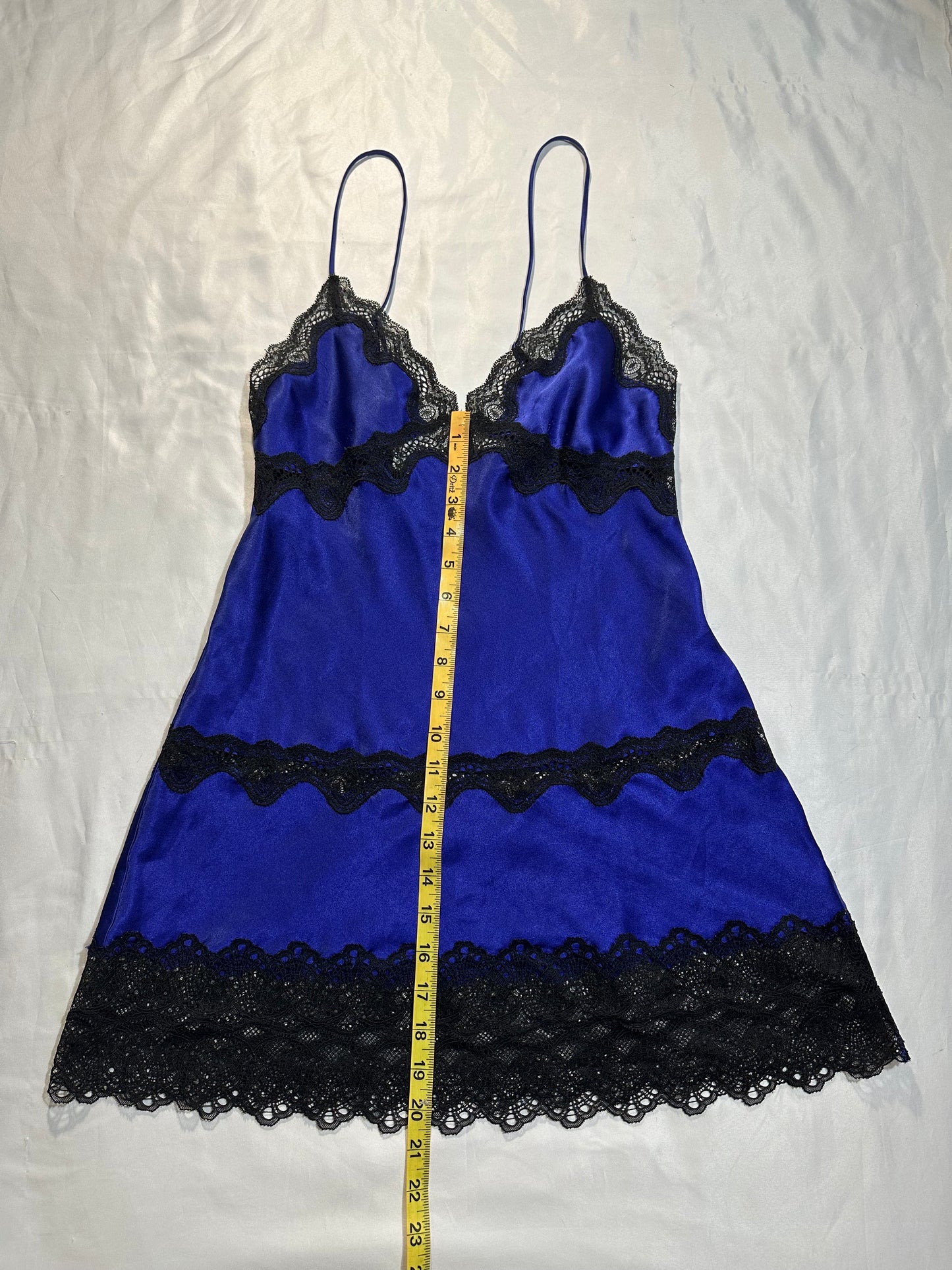 (S)vs lace indigo slip dress