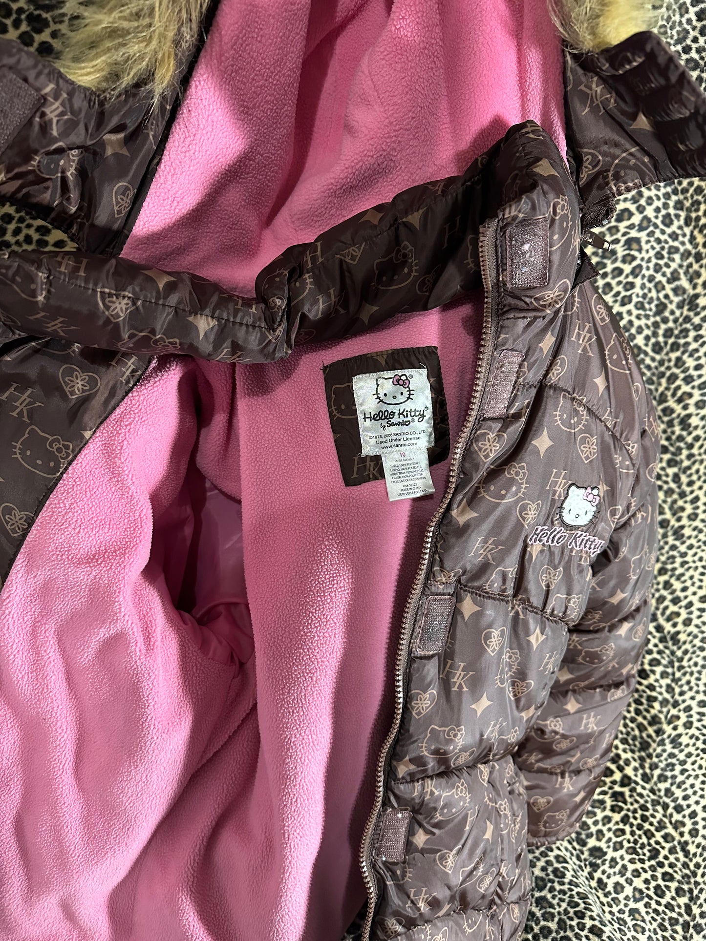 sanrio hk fur puffer zip up