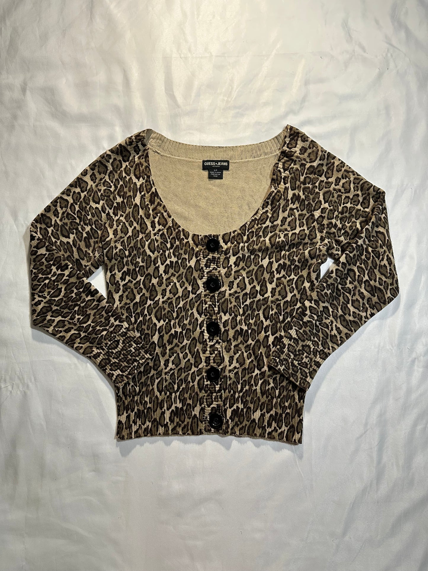 (S)vtg guess jeans leopard print cardigan