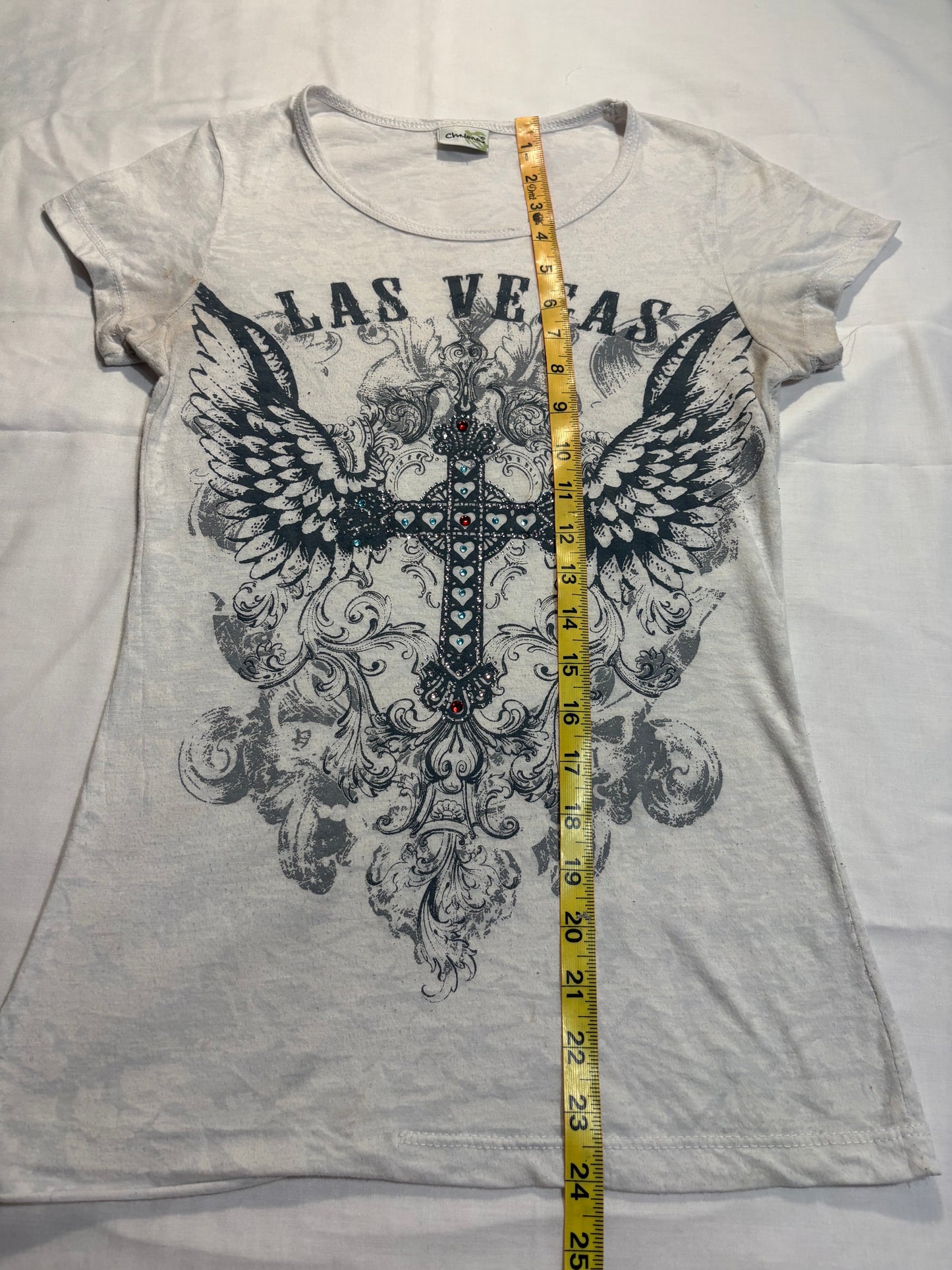 (S)cyber y2k bedazzled las vegas cross top