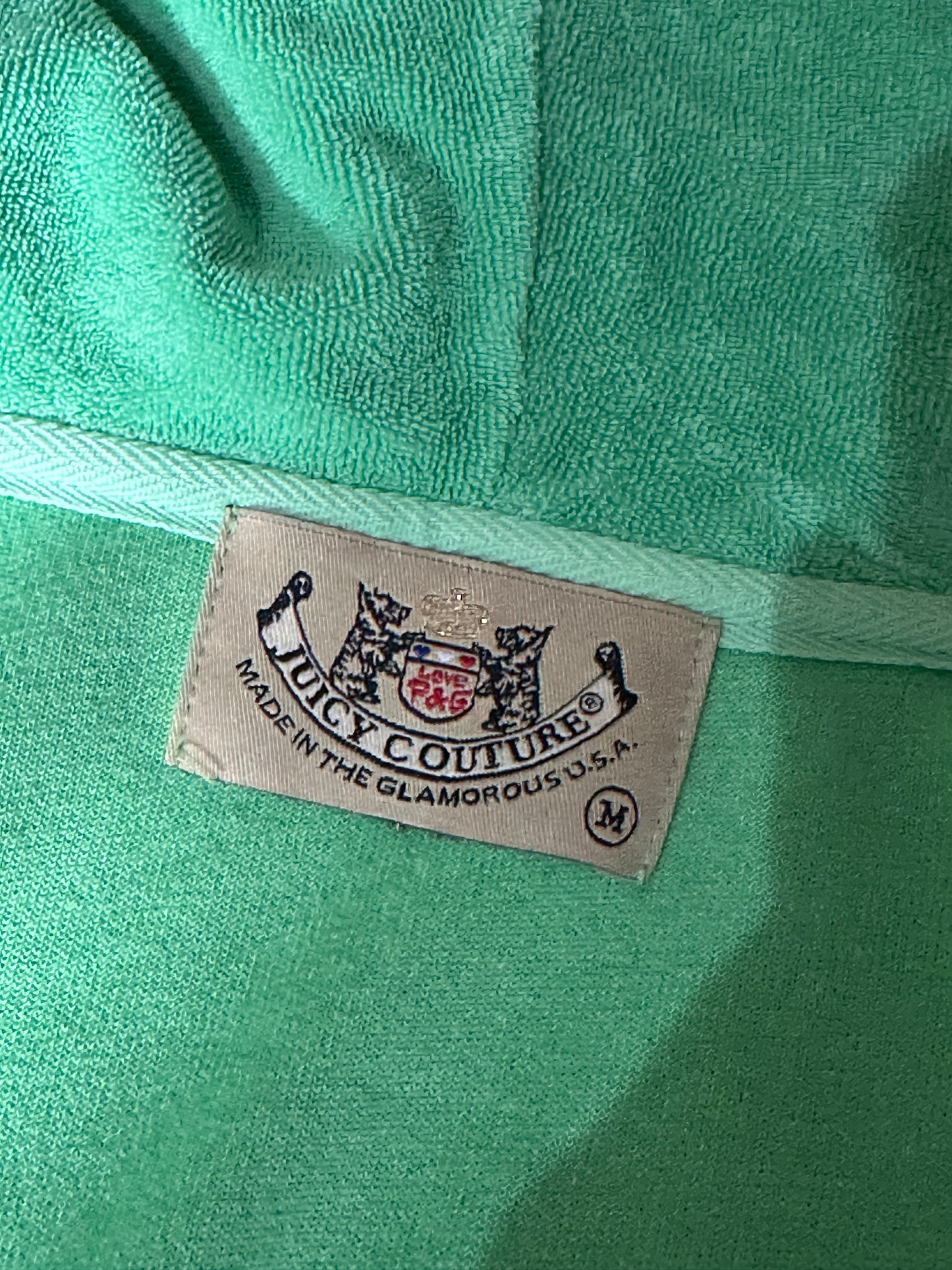 (M)vtg early 2000s green terry cloth zip up