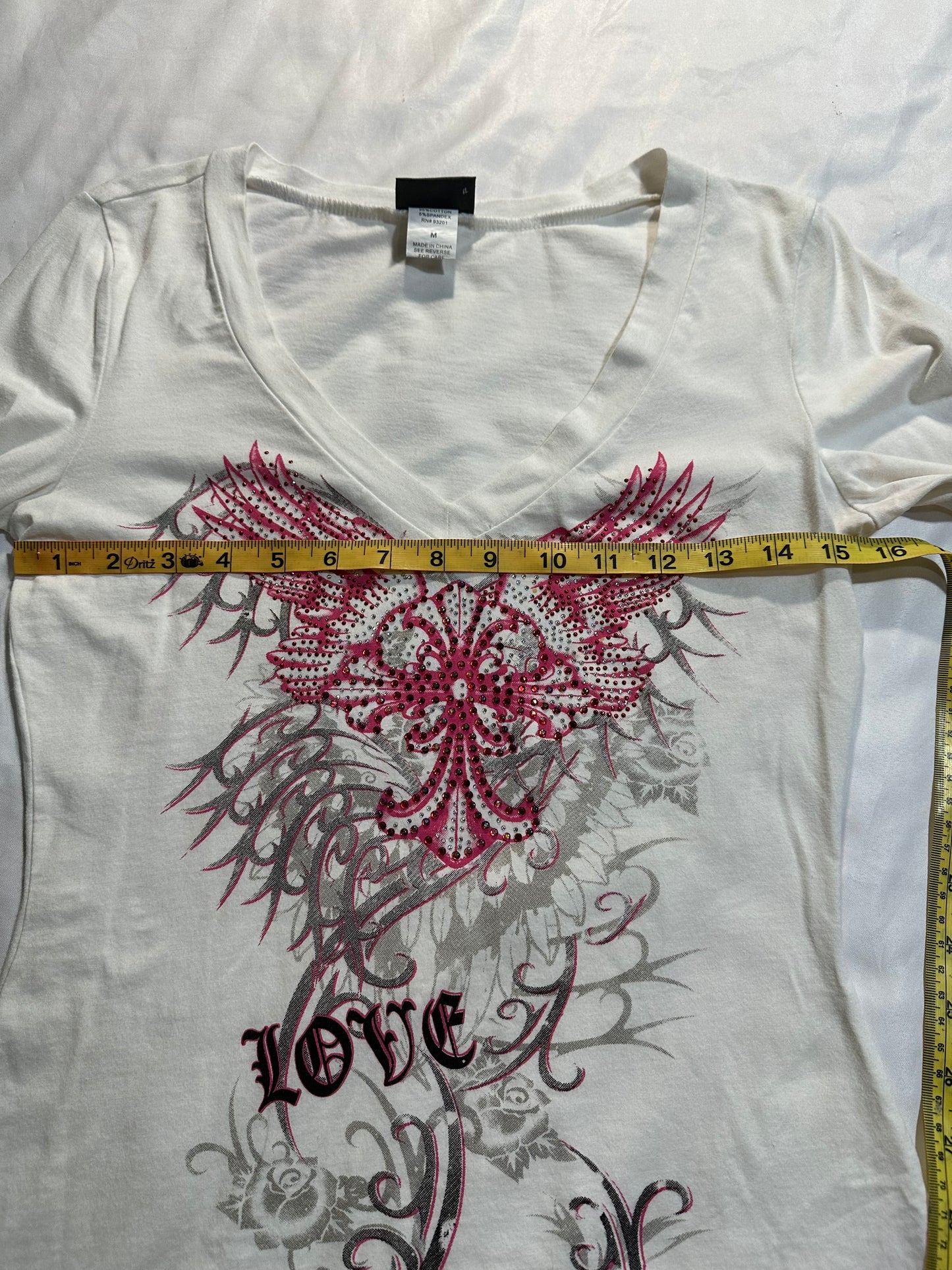 (M)cyber y2k styled white & pink long sleeve