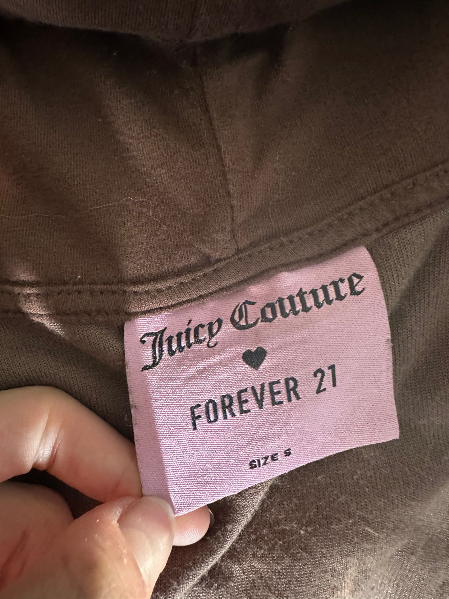 (S)reworked juicy couture brown velour fur zip up