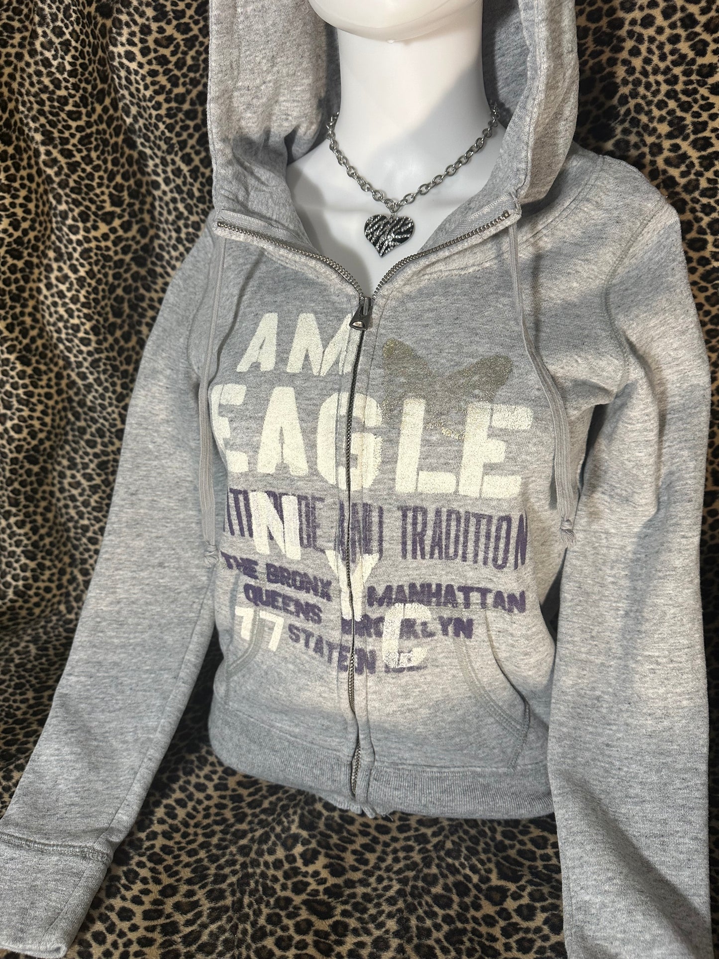 (XS)american eagle grey fitted zip up