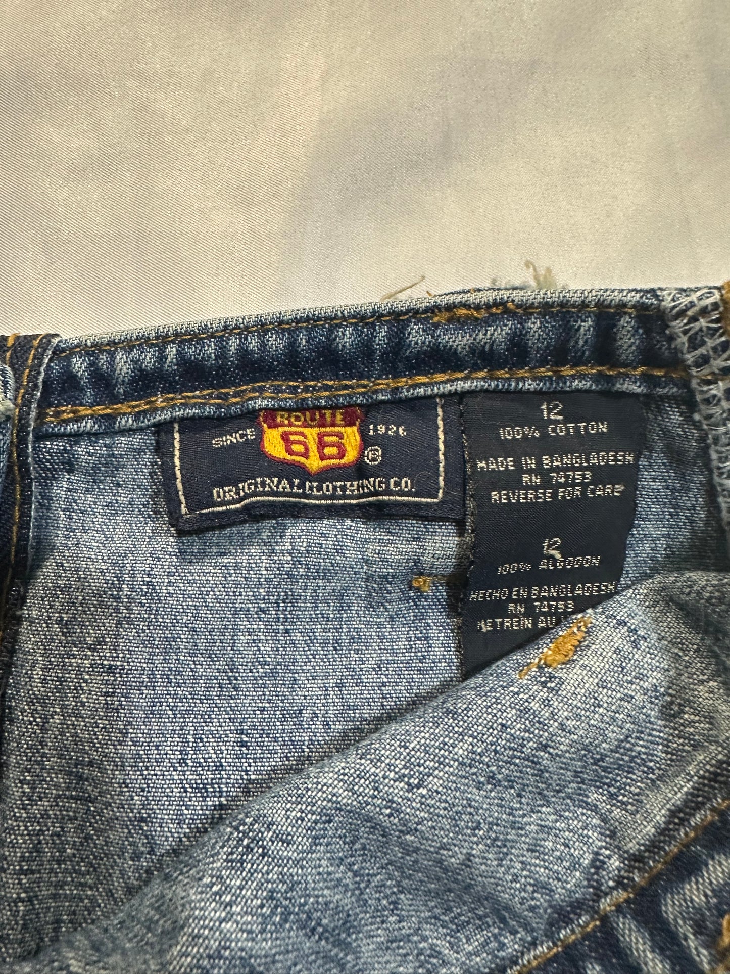 (XS)vtg route 66 tie up denim skirt
