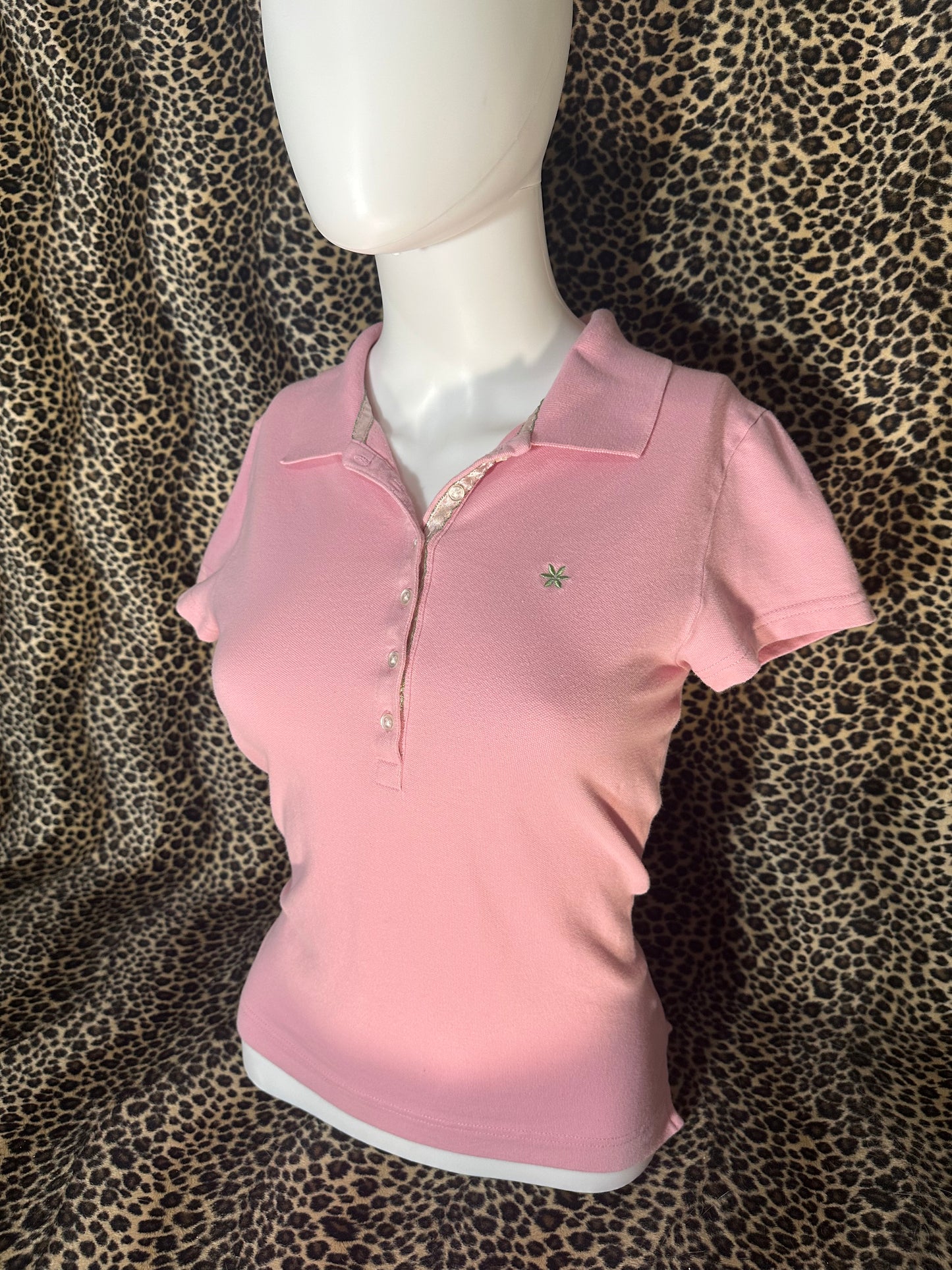 (M)pink & green polo shirt