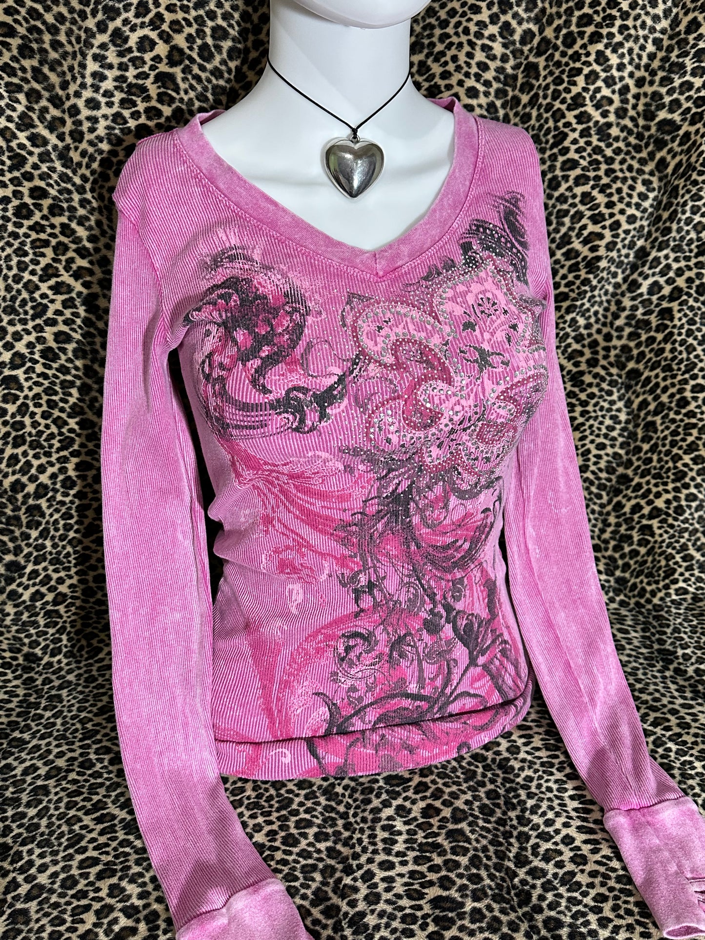 (S)pink cyber y2k bedazzled long sleeve thermal