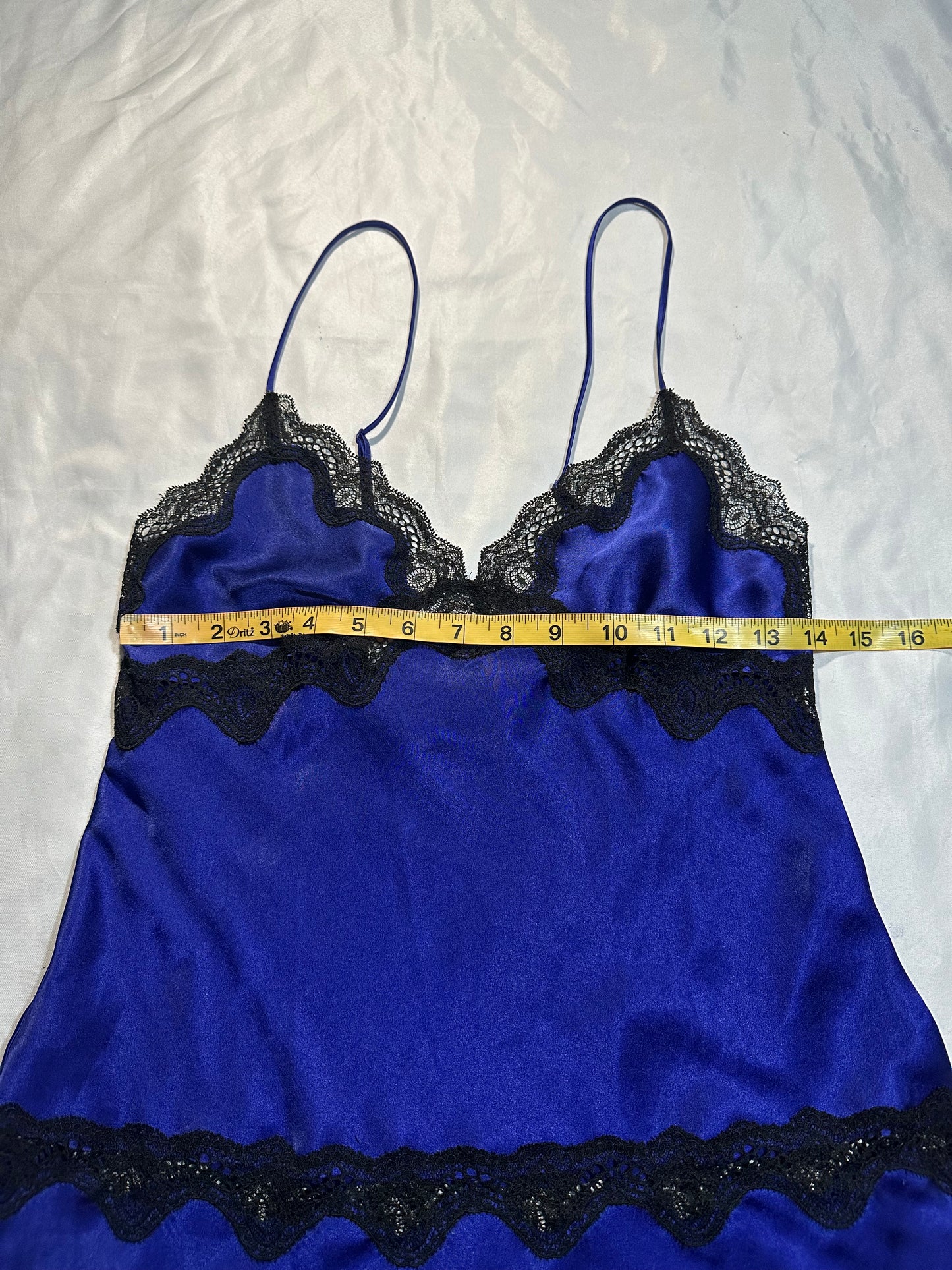 (S)vs lace indigo slip dress