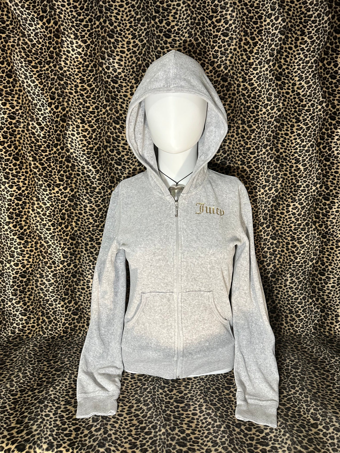 (S-M)light grey & gold juicy couture zip up
