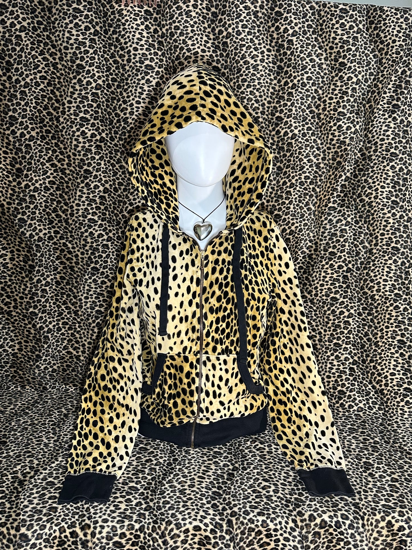 (L)RARE cheetah print terry cloth juicy couture zip up