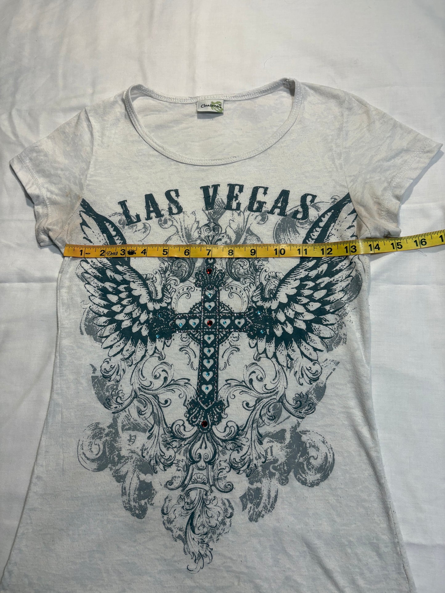 (S)cyber y2k bedazzled las vegas cross top