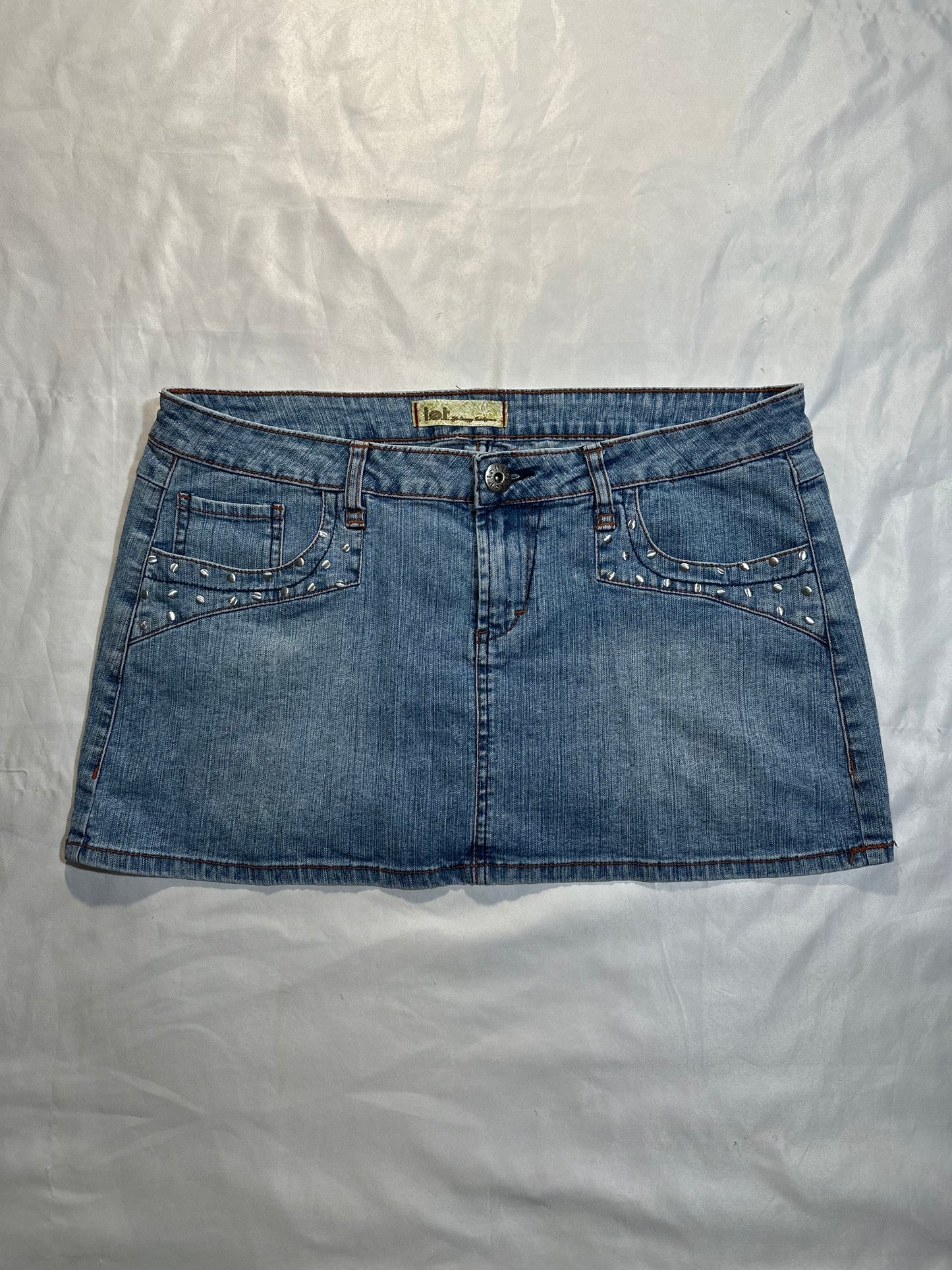 (SZ 13)vtg l.e.i. denim mini skirt