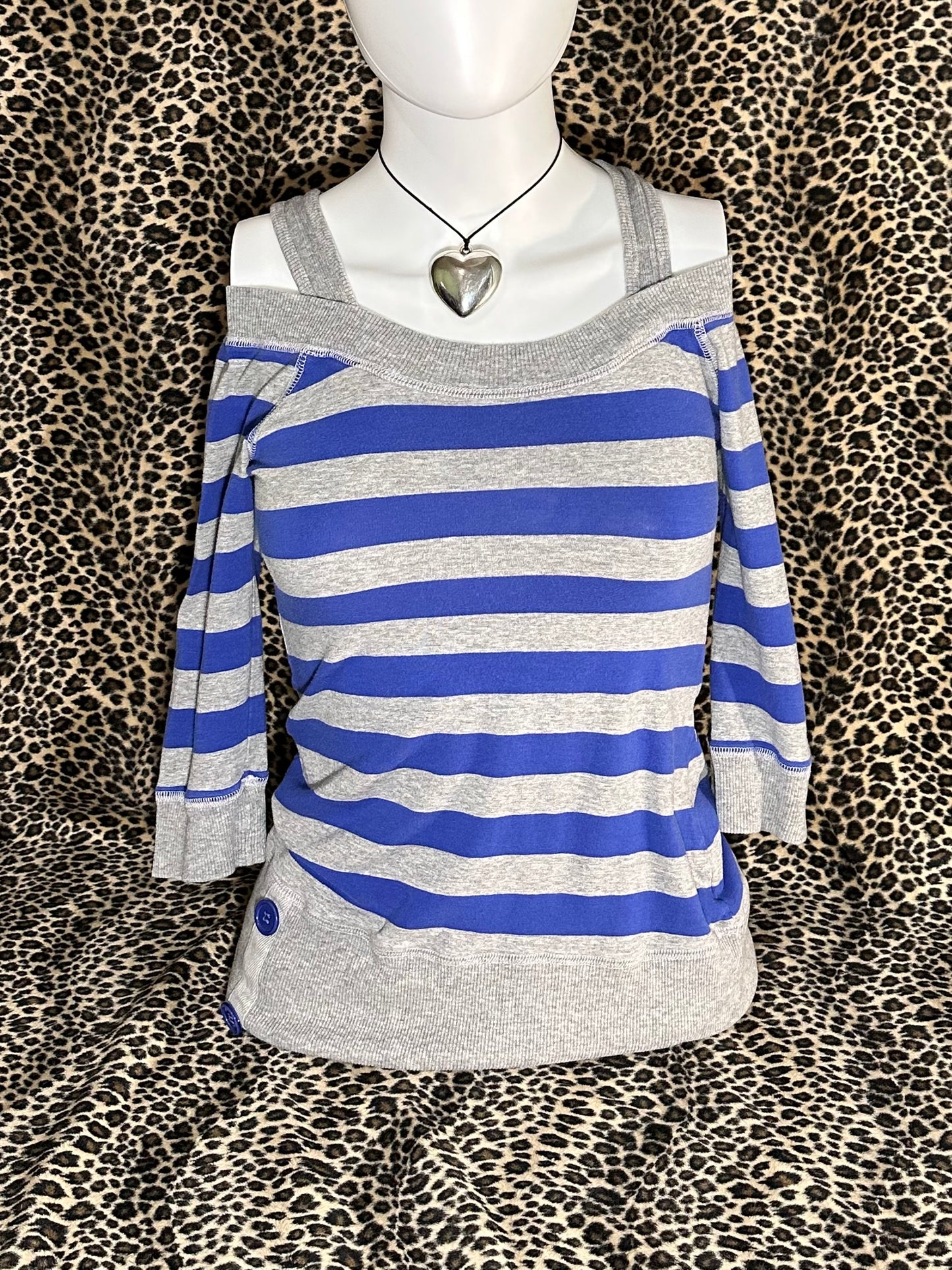 (S)early 2000s off the shoulder striped long sleeve