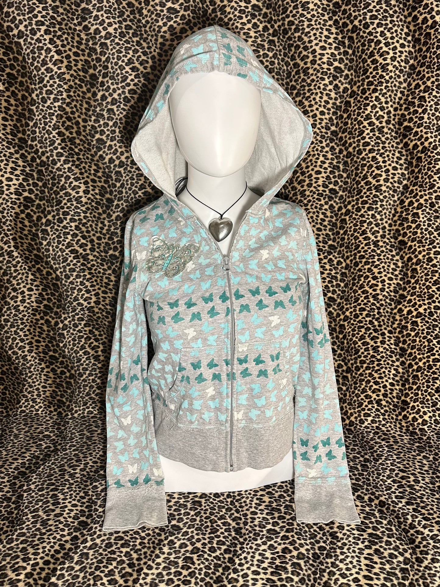 (XS) grey self esteem butterfly zip up