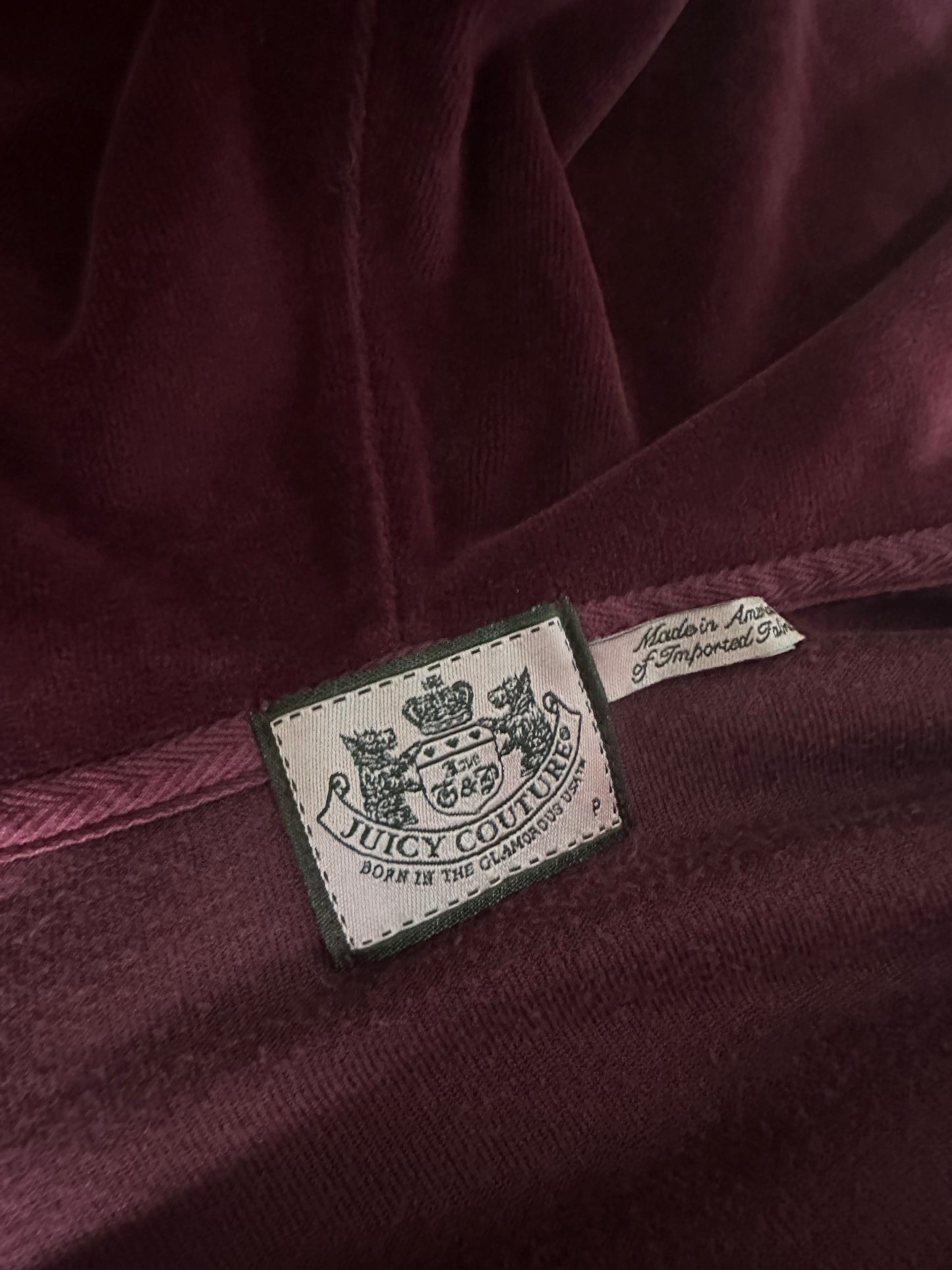 maroon velour juicy couture zipup