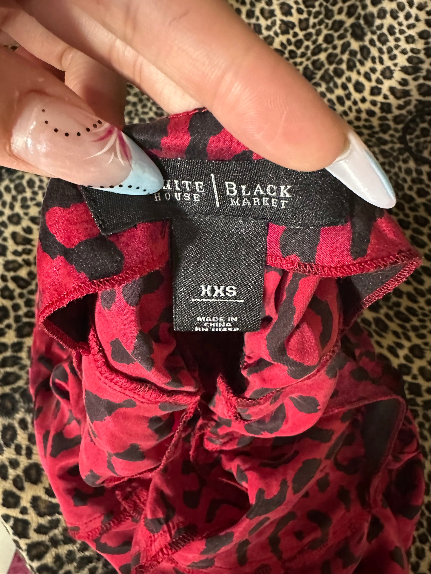 (M)red leopard print silk cami tank top