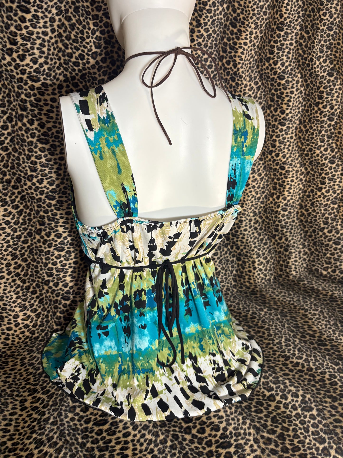 (S)iz byer blue & green babydoll tank top