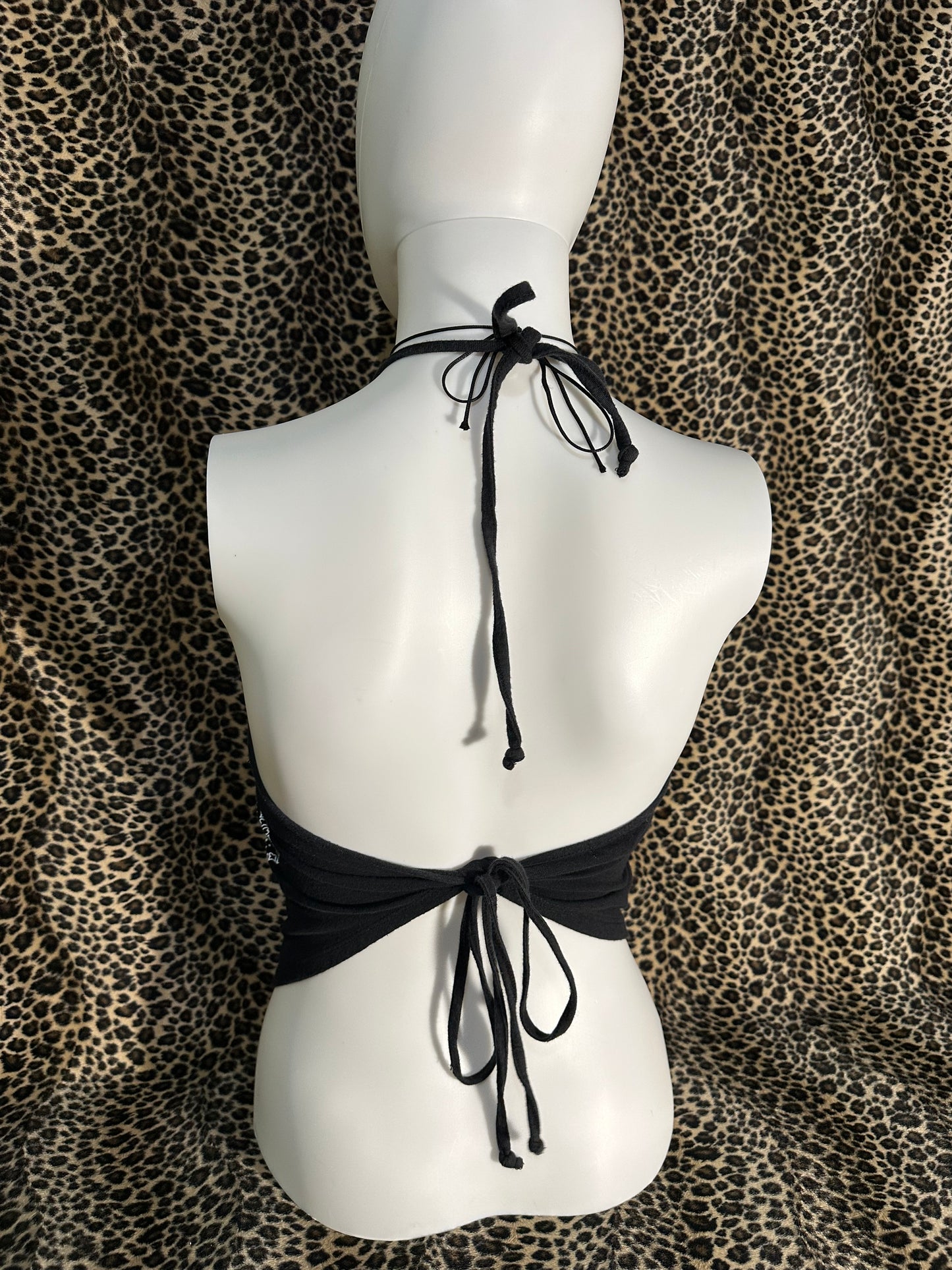 (OS)early 2000s black bandana backless tank top