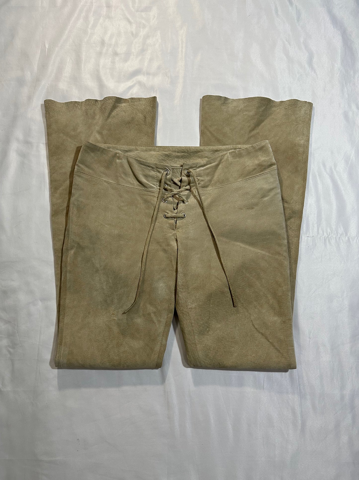 (SZ 3)vtg rampage suede leather tie up bottoms