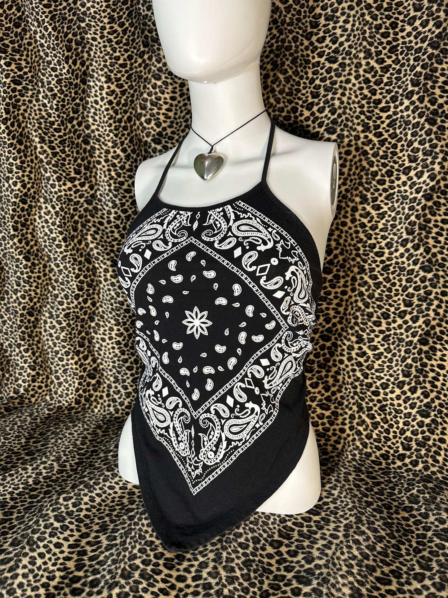 (OS)early 2000s black bandana backless tank top