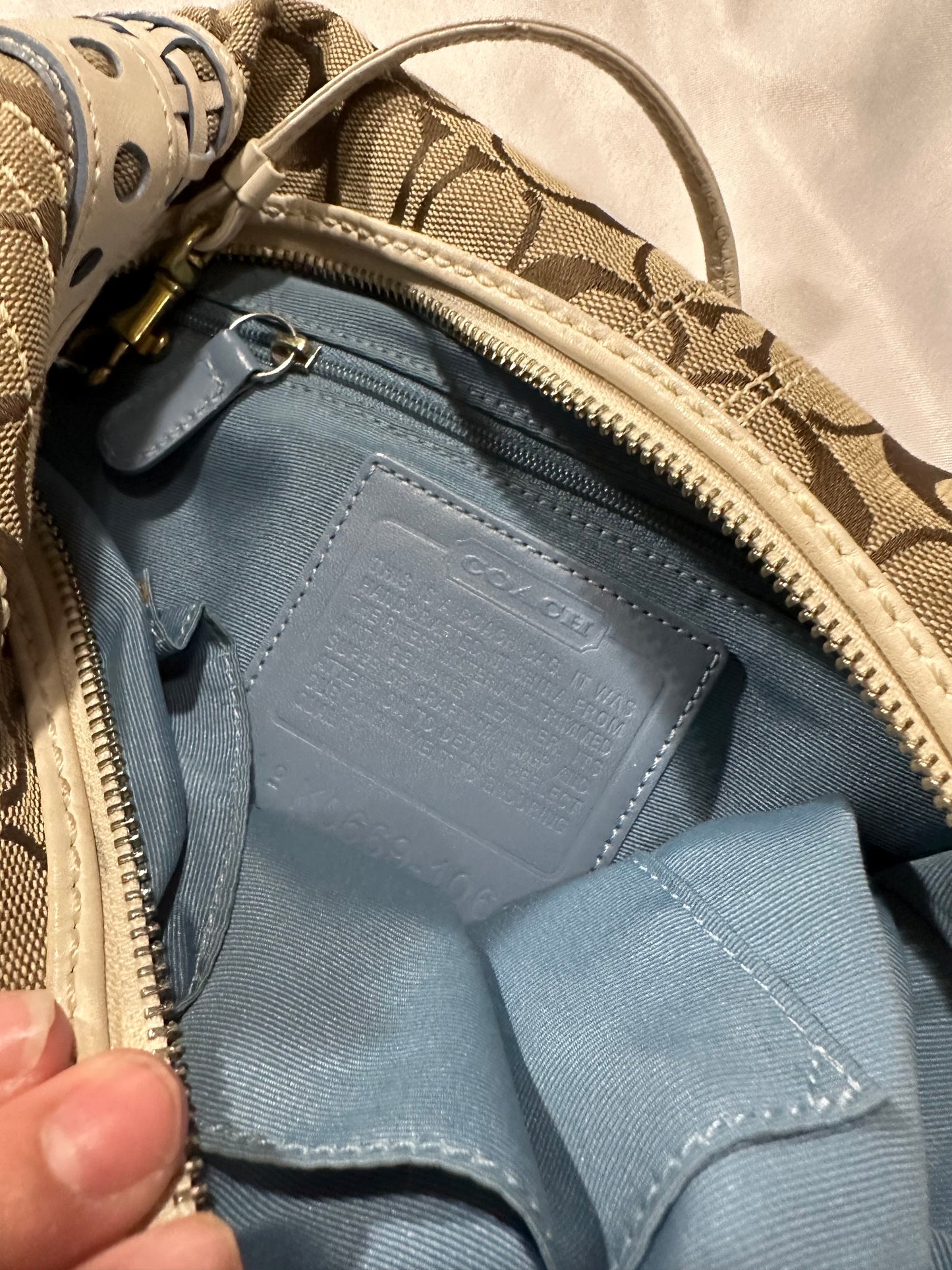 vtg beige coach monogram bag + wallet