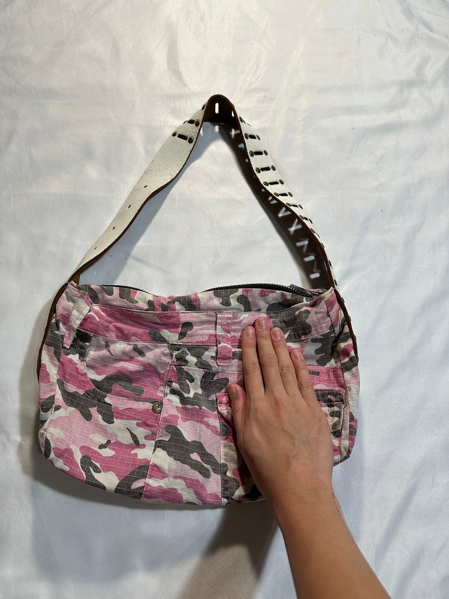 early 2000s pink camo handbag