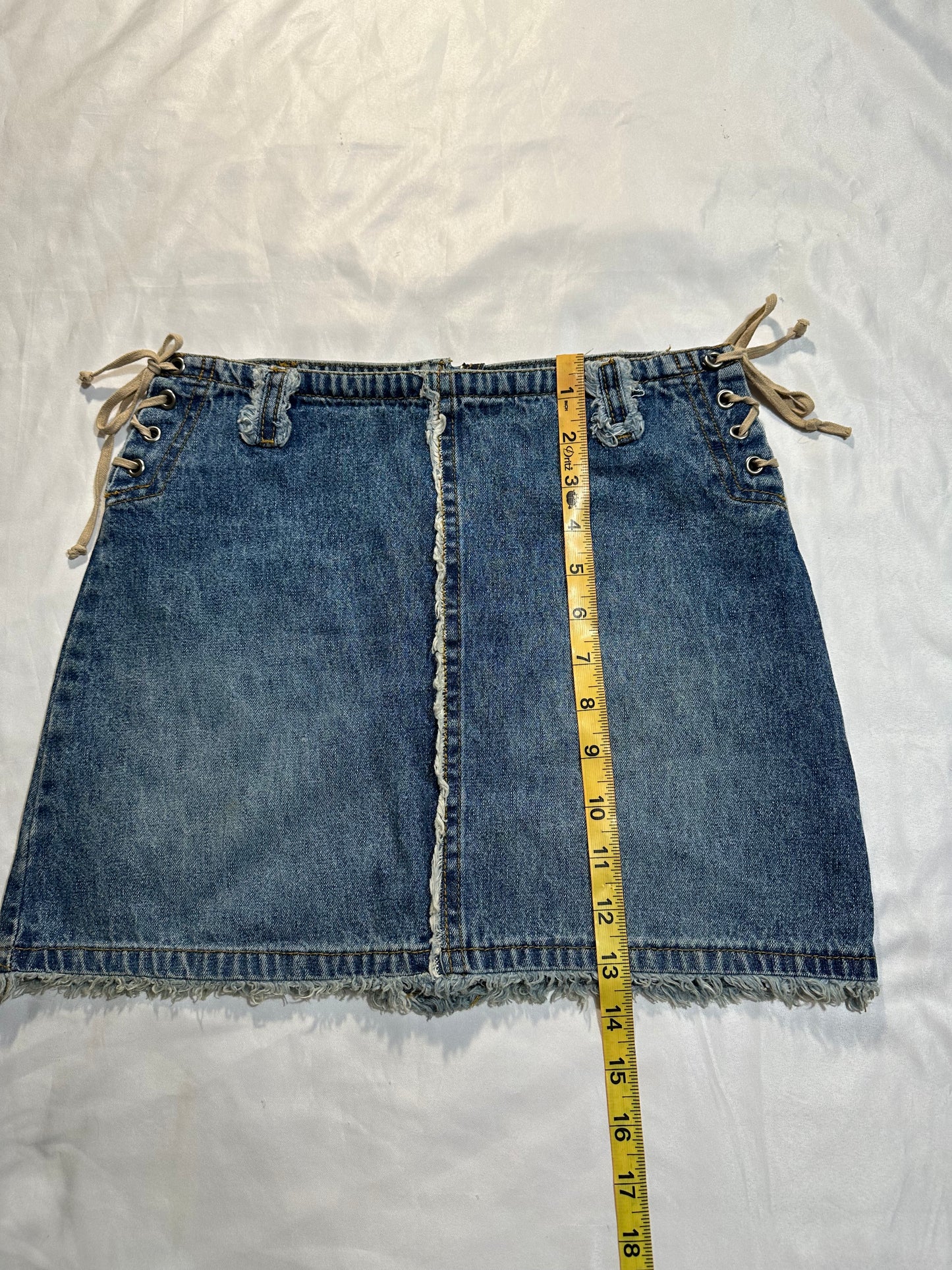 (XS)vtg route 66 tie up denim skirt