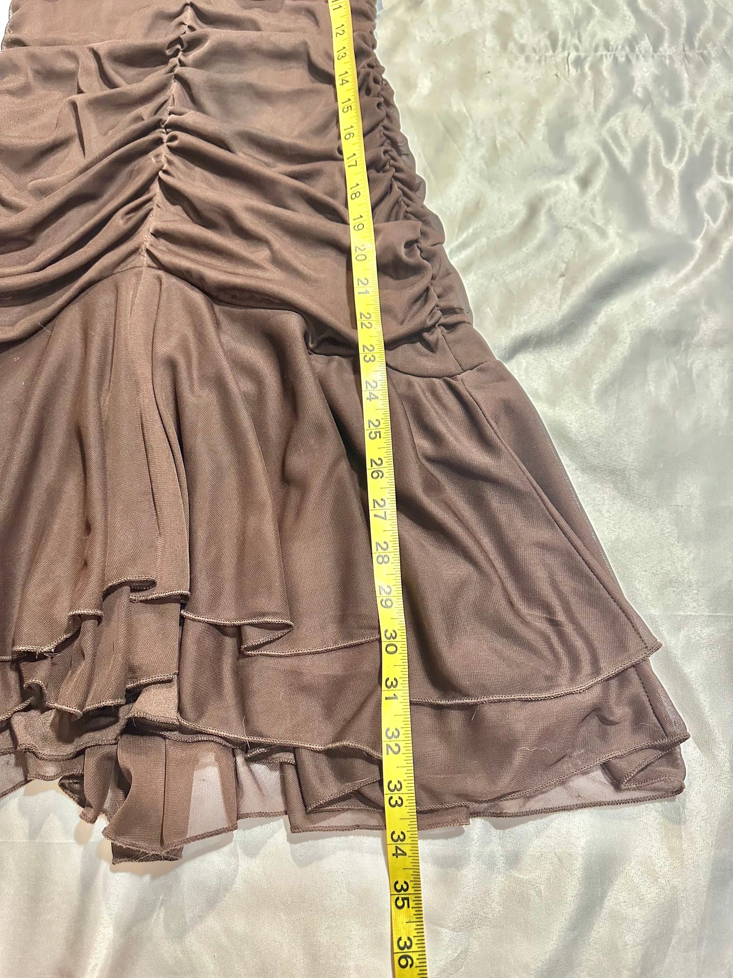 (M-L)early 2000s halter brown dress
