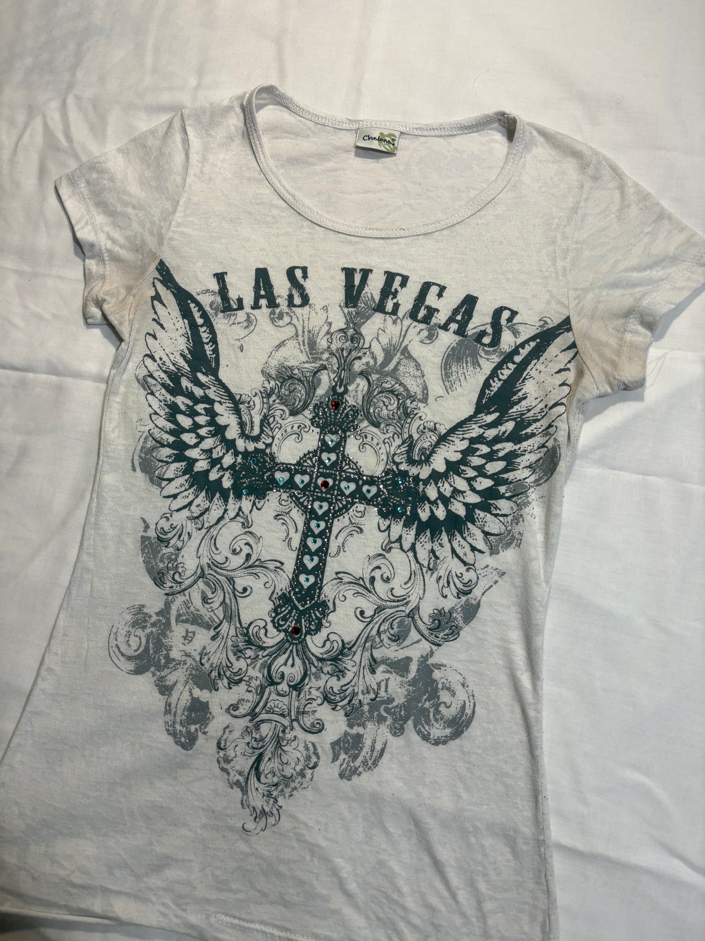 (S)cyber y2k bedazzled las vegas cross top
