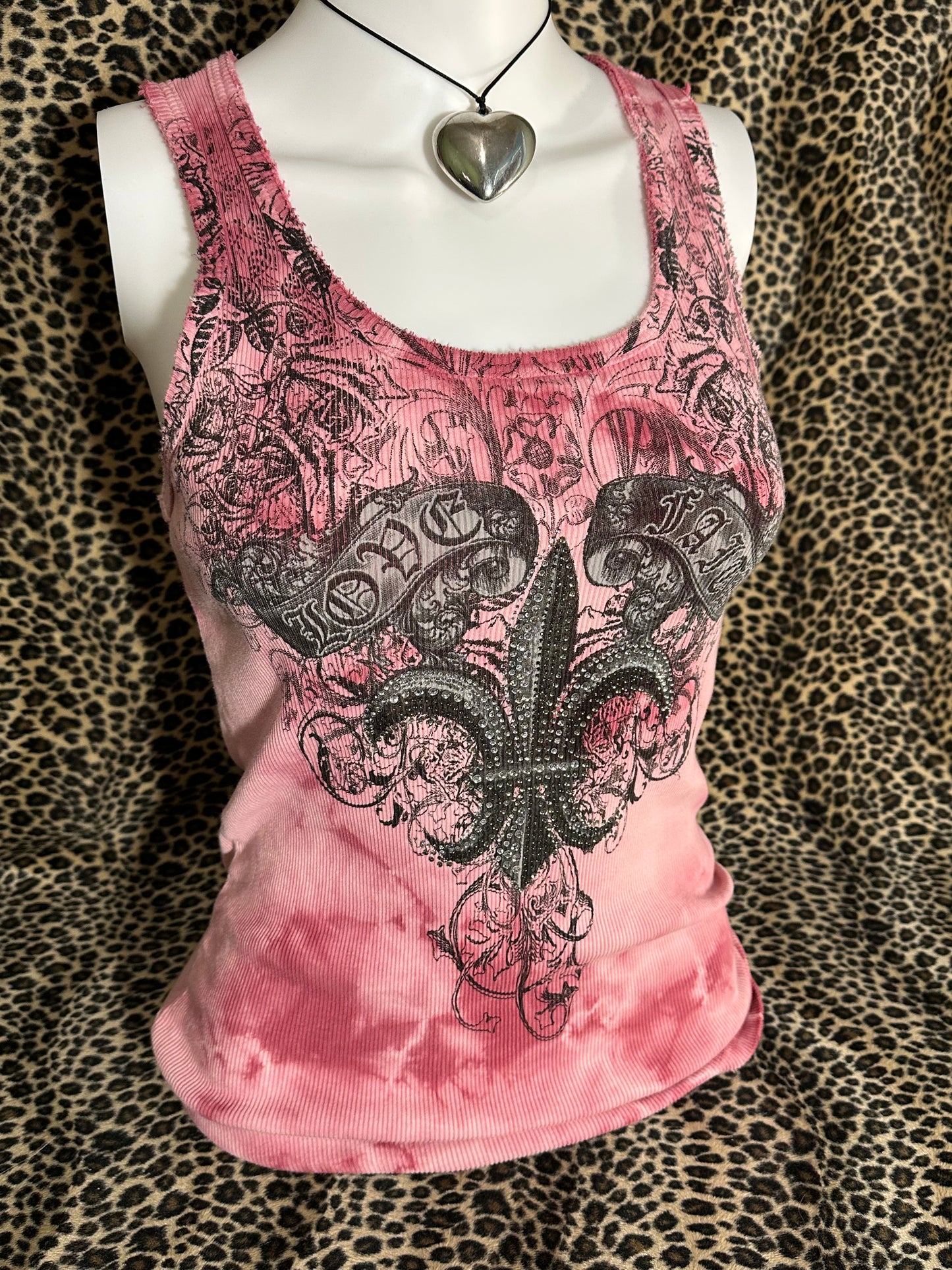 (M)cyber y2k bedazzled pink tank top