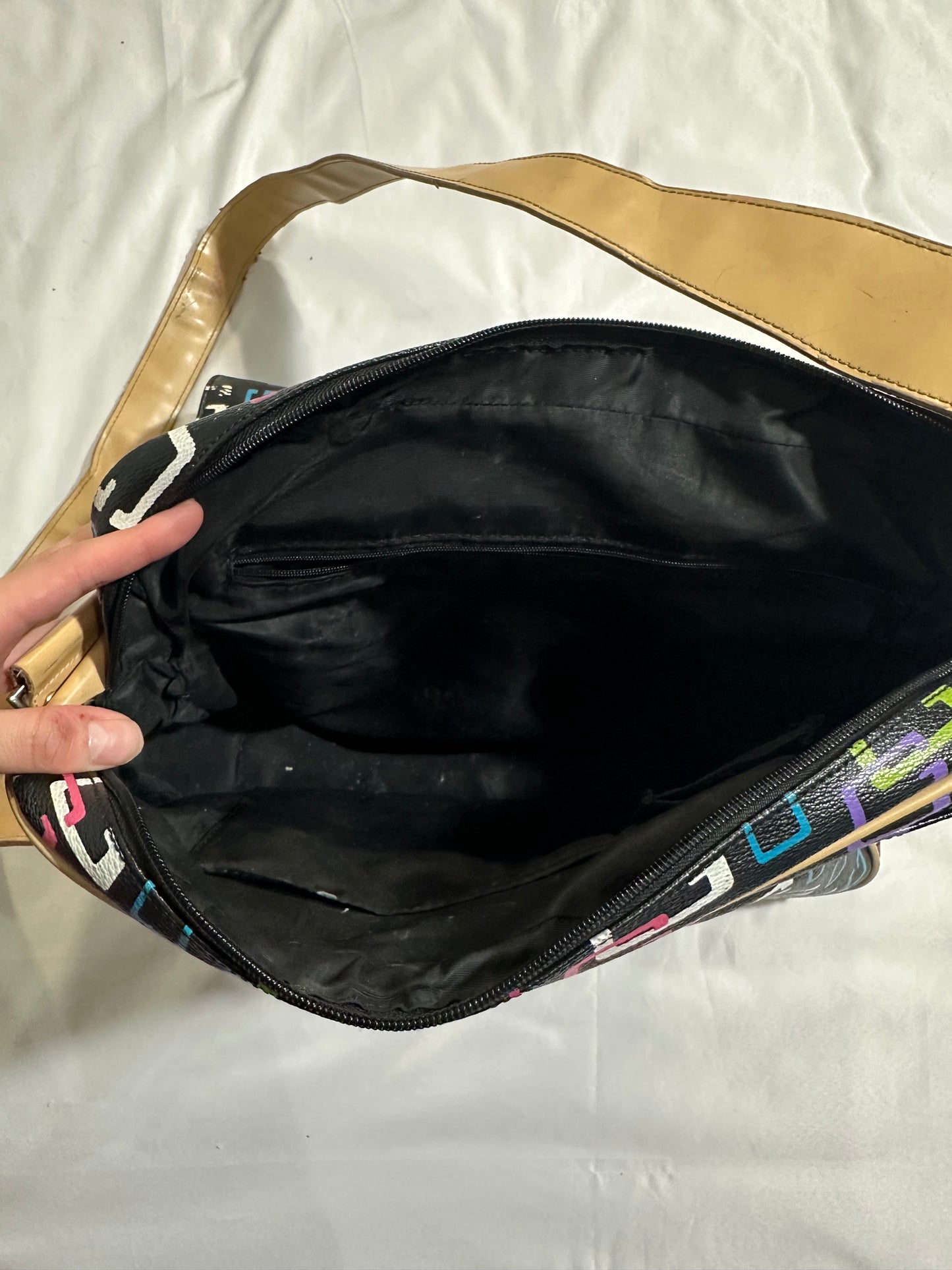 early 2000s guess monogram belted messenger bag