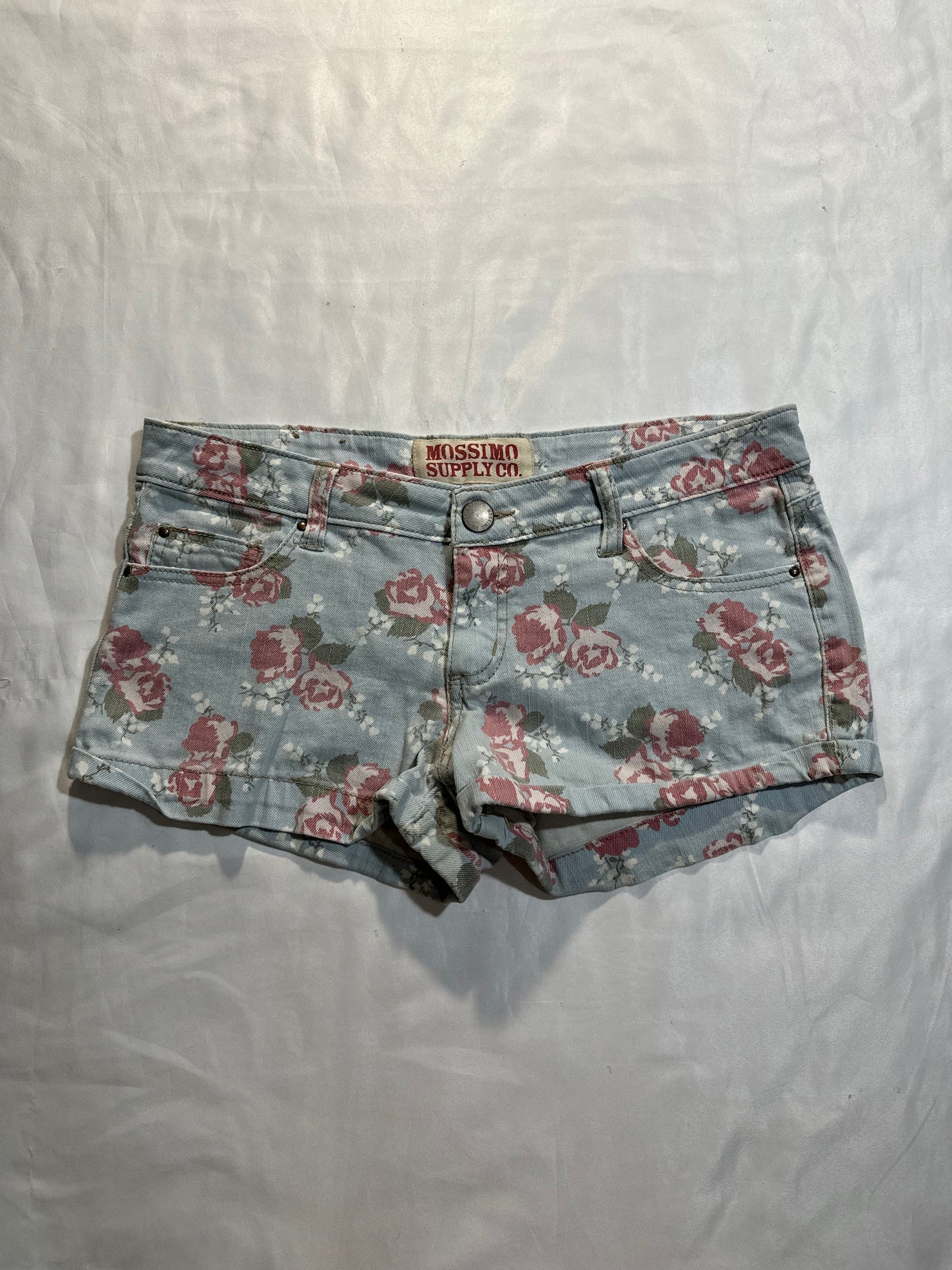(SZ 5)2014 tumblr styled floral light wash denim shorts