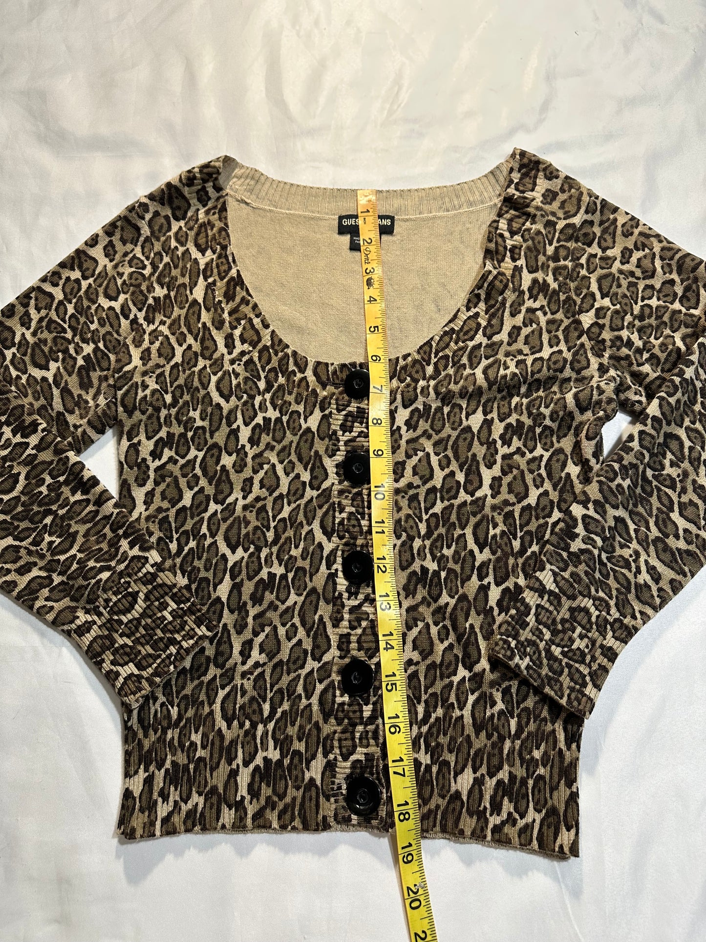 (S)vtg guess jeans leopard print cardigan