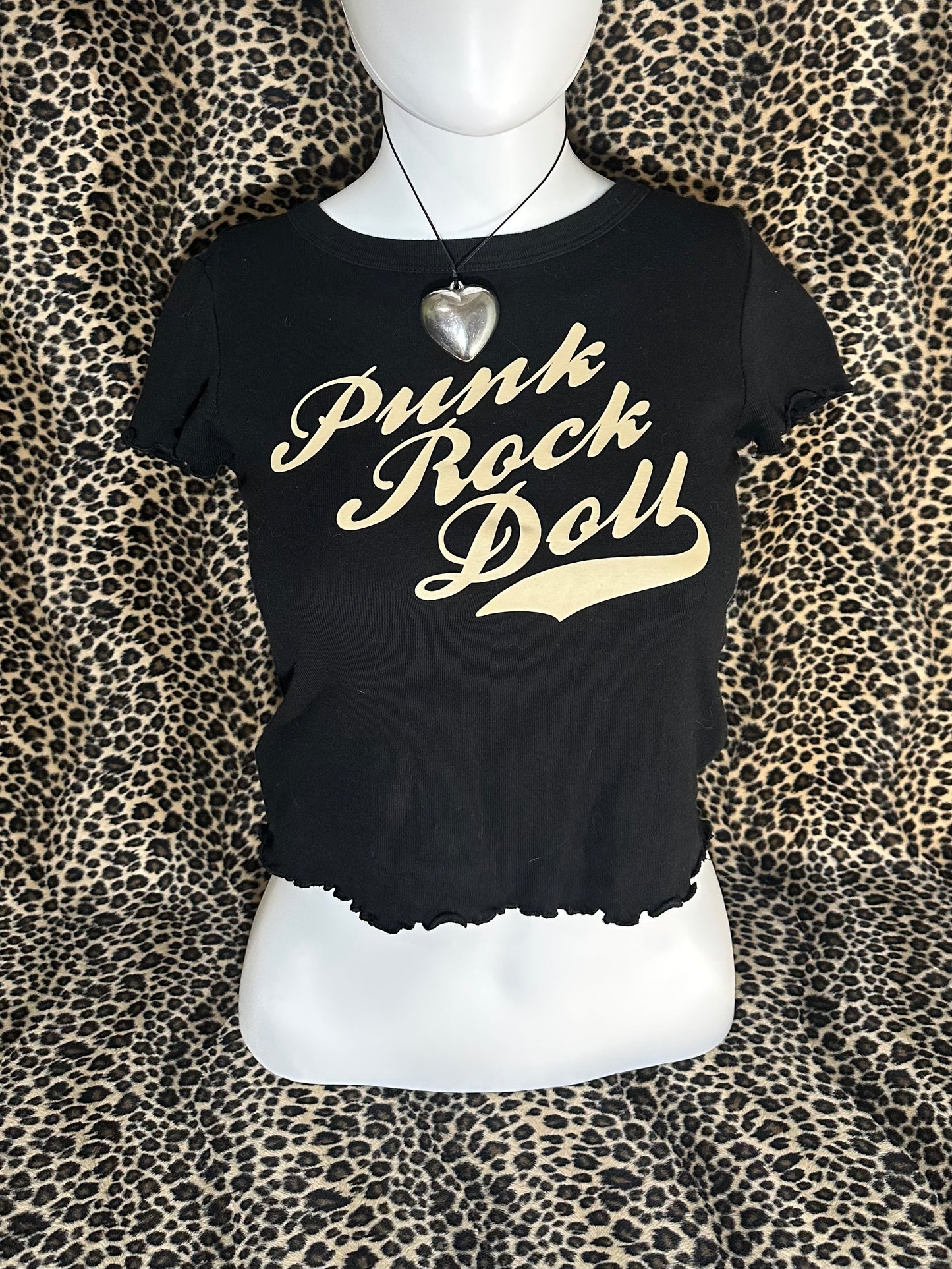 (XS)”punk rock doll” baby tee