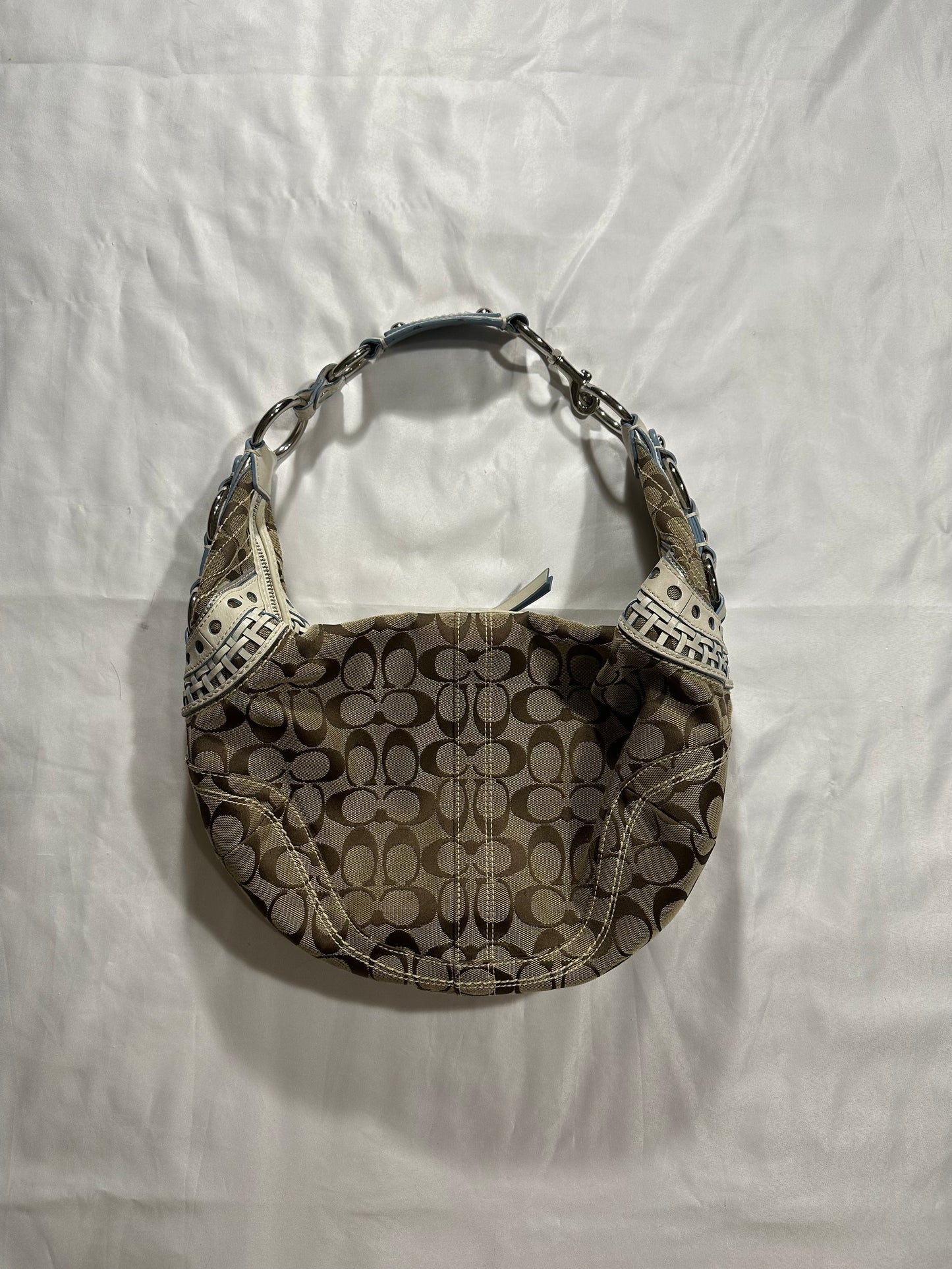 vtg beige coach monogram bag + wallet
