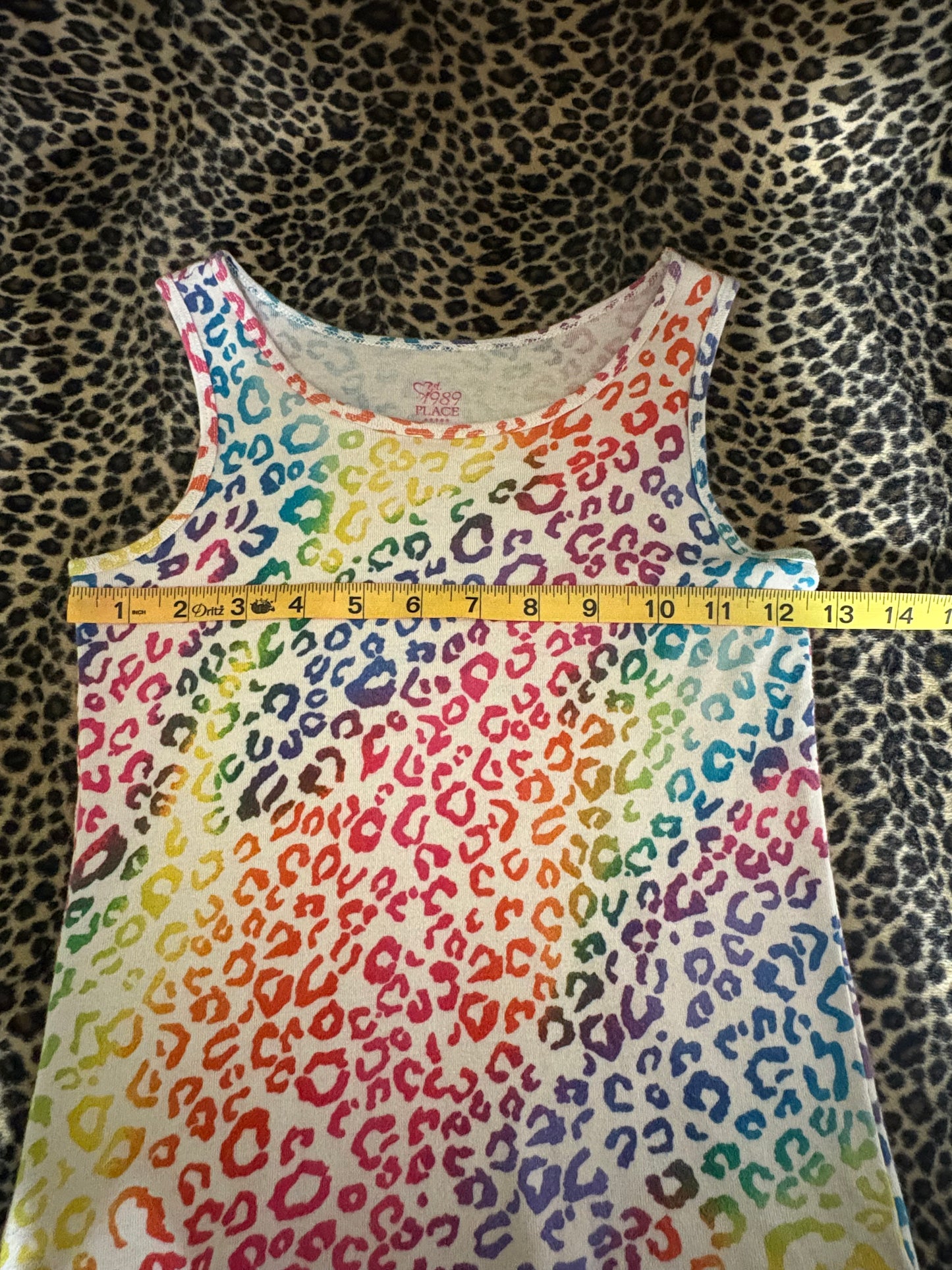 (XS)rainbow leopard print tank top