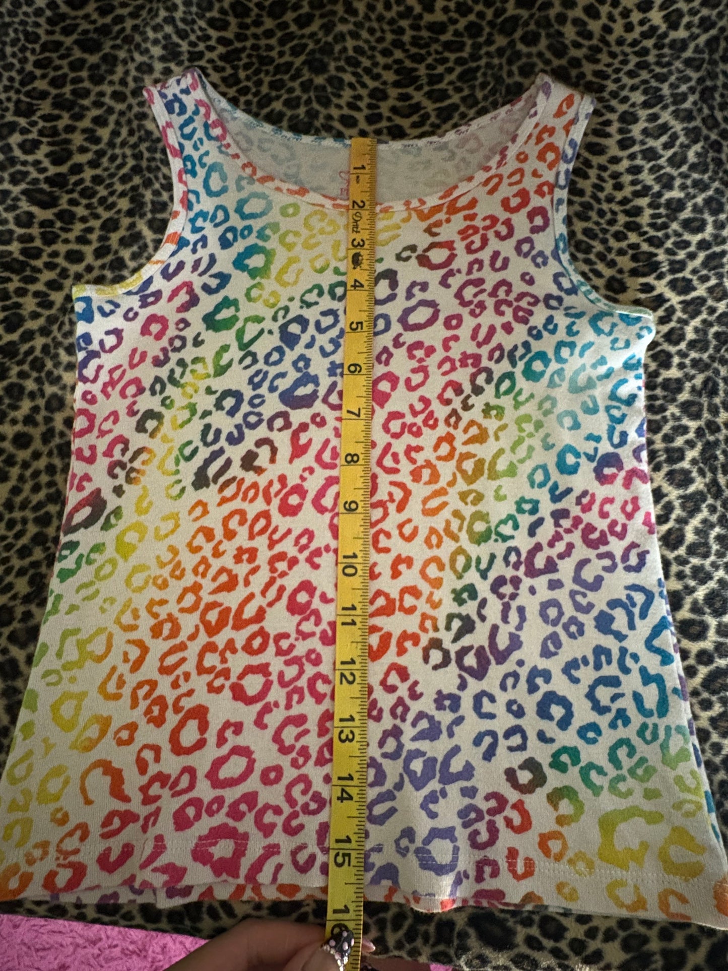 (XS)rainbow leopard print tank top