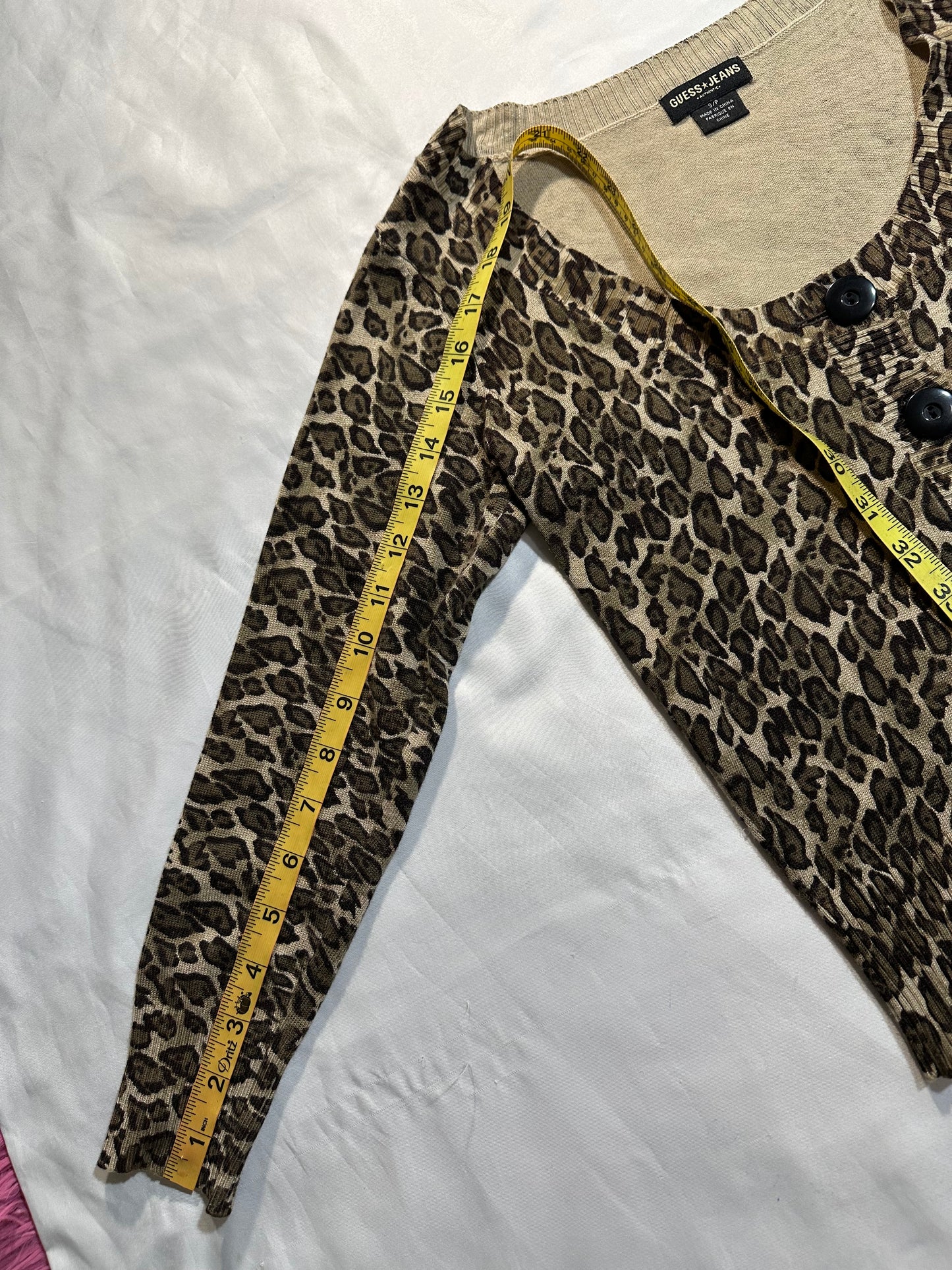 (S)vtg guess jeans leopard print cardigan