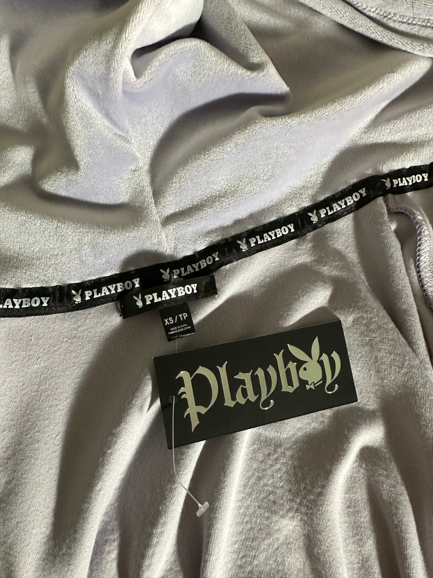 (XS)reworked hand sewn nwt playboy velour fur zip up
