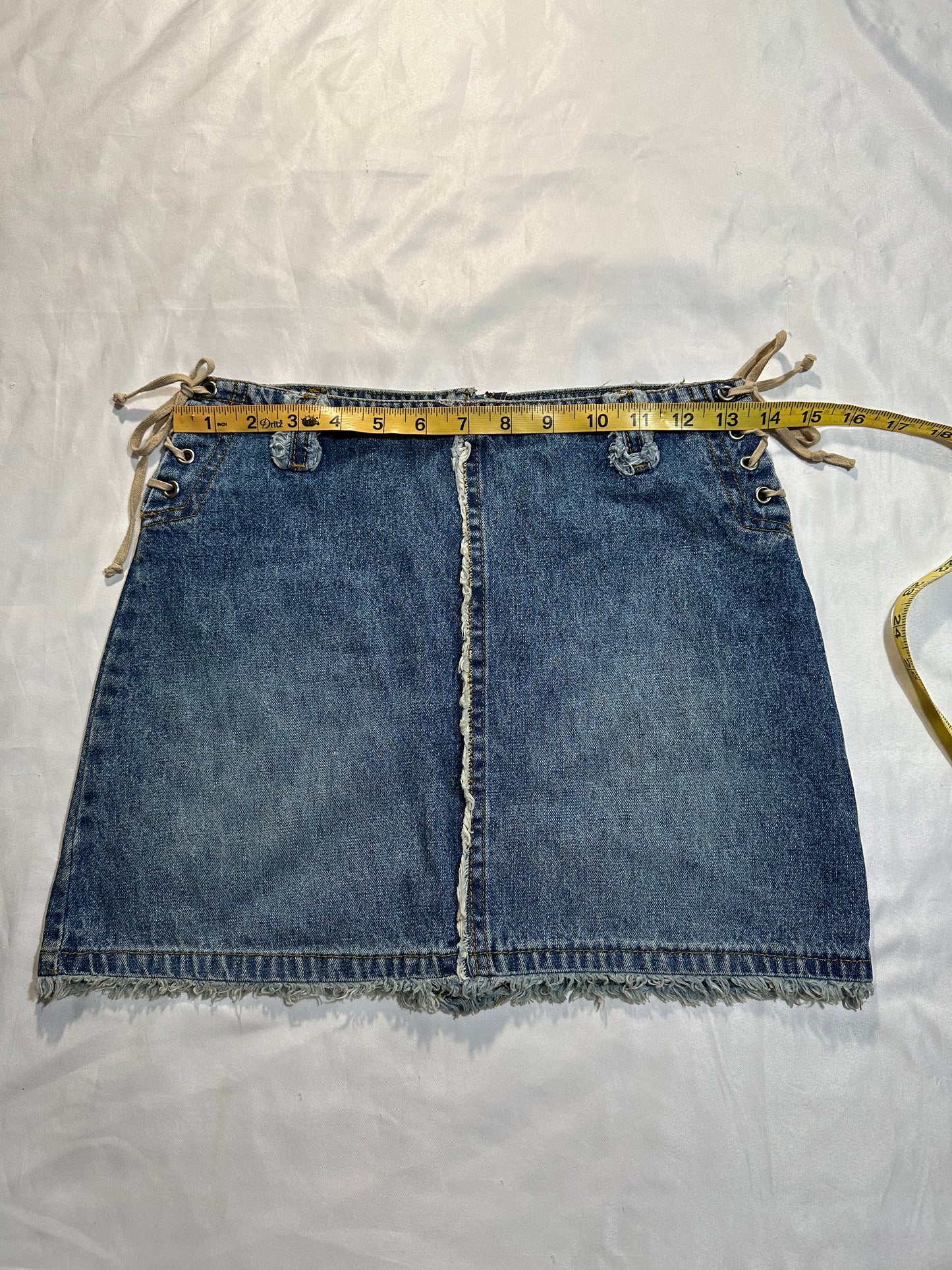 (XS)vtg route 66 tie up denim skirt