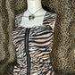 (M-L)mcbling zebra print zip up tank top