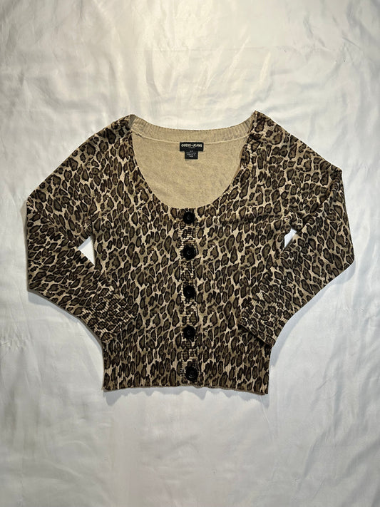 (S)vtg guess jeans leopard print cardigan