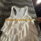 (M)2014 styled beige lace ruffle tank top