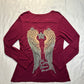 (XL)maroon cyber y2k angel wings long sleeve