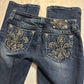 (SZ 28)embellished bootcut flared miss me jeans