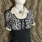 (XL)collared leopard print top