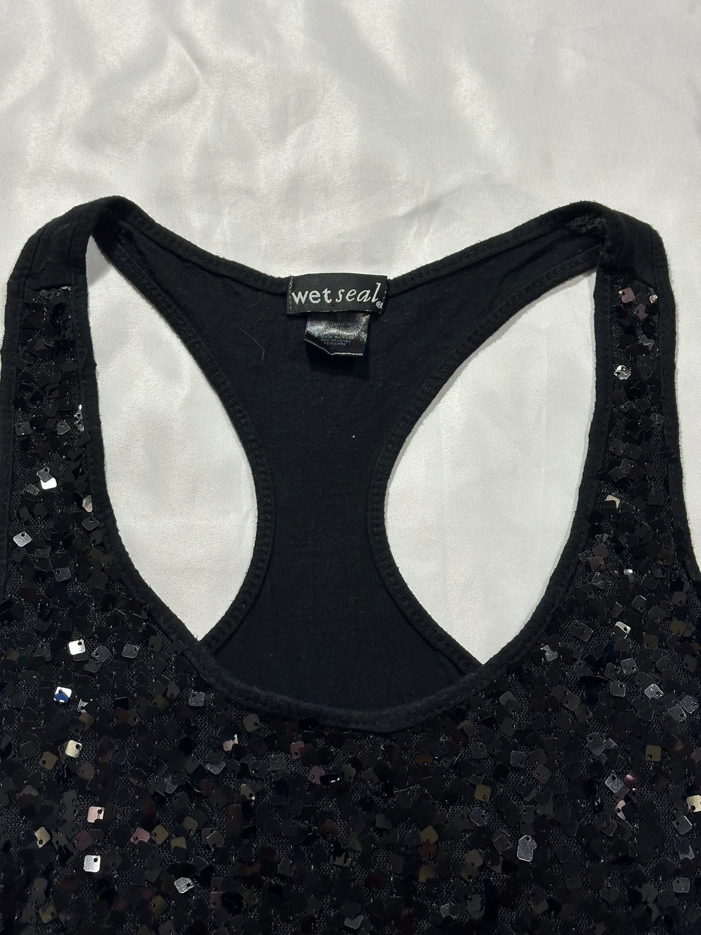 2000s black sparkly wet seal tank top