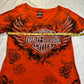 (L)bedazzled wings orange harley davidson top