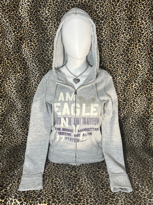 (XS)american eagle grey fitted zip up